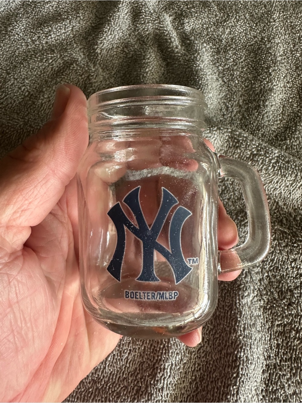 New York Yankees Clear Glass Mini Mason Mug - Navy Logo